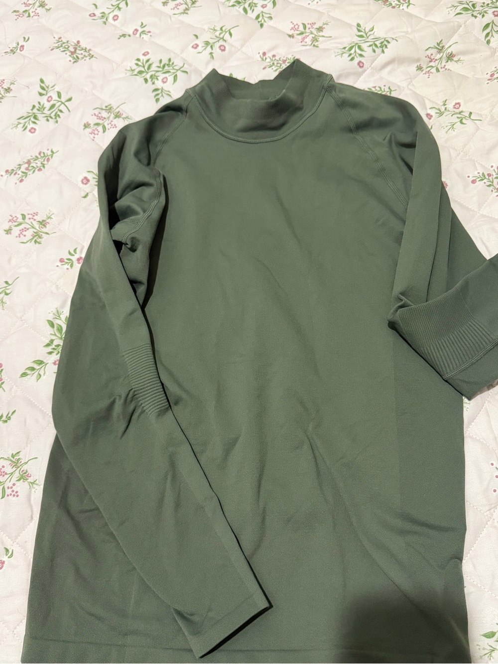 Uniqlo Sage Green Mock Neck Long Sleeve Top